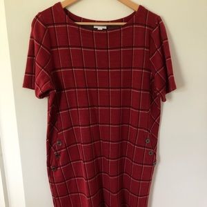 Red Dress with button pockets